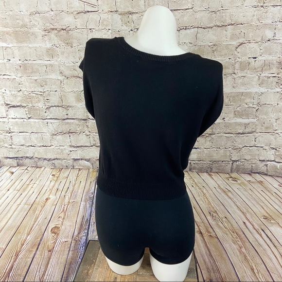 Black short sleeve tie front top size small - Picture 7 of 11